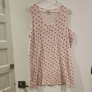 P2P 21" Tag Women's Tank Top with Red Pattern on White